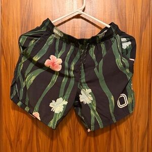 Overtime boys size large Tropical Trunks - Black & Green